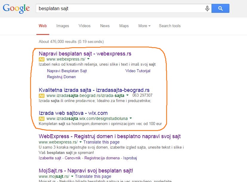 besplatan sajt rezultati pretrage